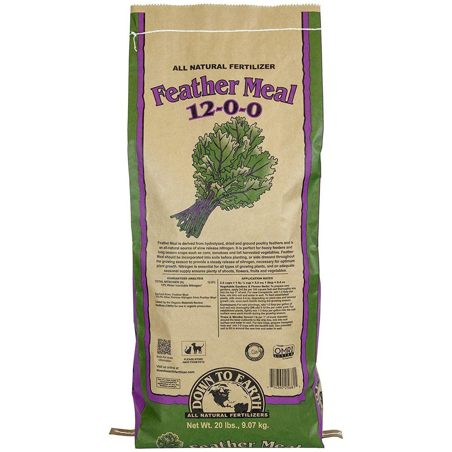 Nutrients, Additives & Solutions - Down To Earth Feather Meal, 5lb - 714360078103- Gardin Warehouse