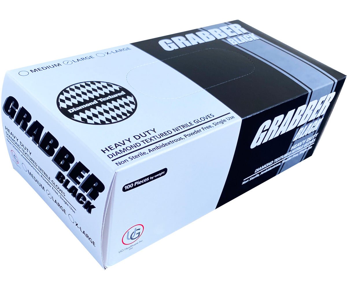 Accessories - Grabber Black Nitrile Gloves, Box of 100 - 10638104027967- Gardin Warehouse